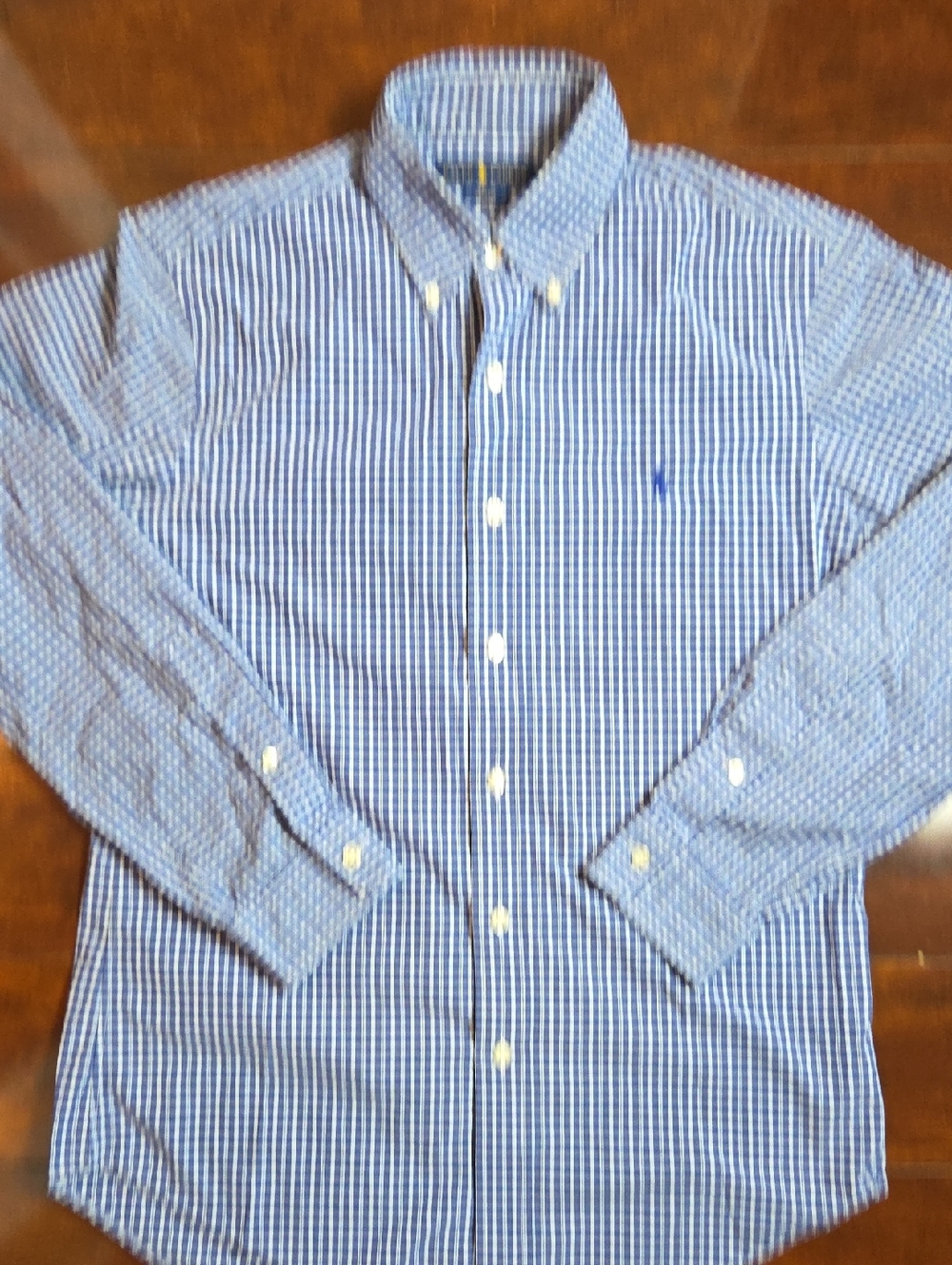 Ralph Lauren Blue Gingham Button-Down Dress Shirt